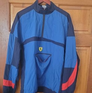 Puma Ferrari Half-Zip Windbreaker Jacket Blue&Red